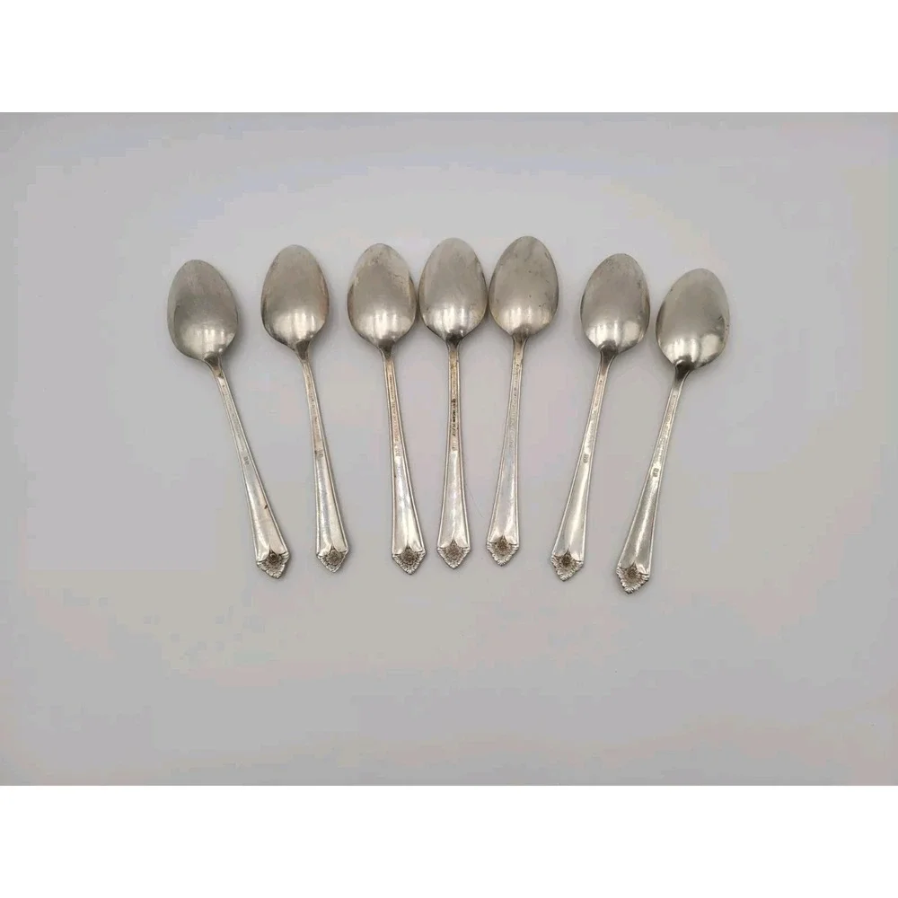Rogers & Bro silverplate flatware Starlight 7 Tablespoons Vtg Dinner Spoons